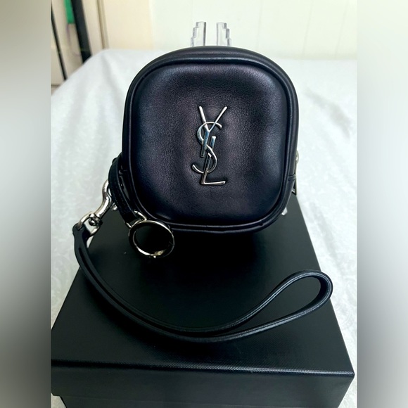 Authentic YSL black leather wristlet pouch - Picture 1 of 9